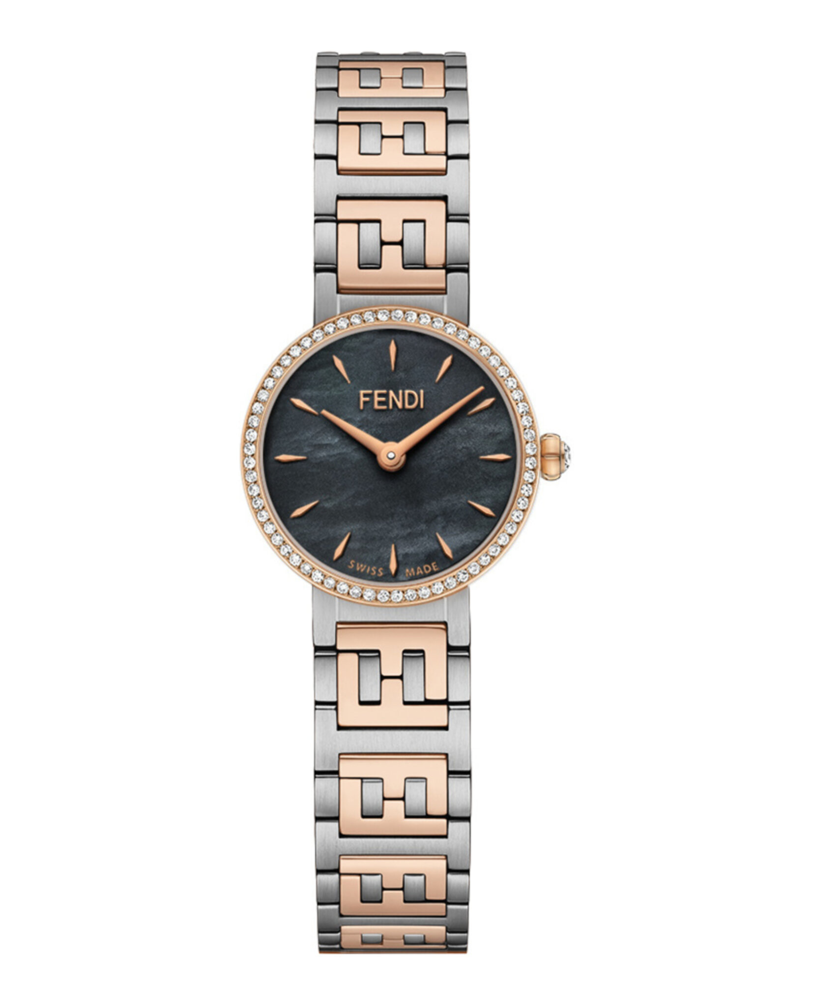 Fendi Two-Tone Silver and Gold Bracelet Watch with Black Dial Fendi Orologi Black Dial Date Swiss Made Unisex Watch Model  main image 3