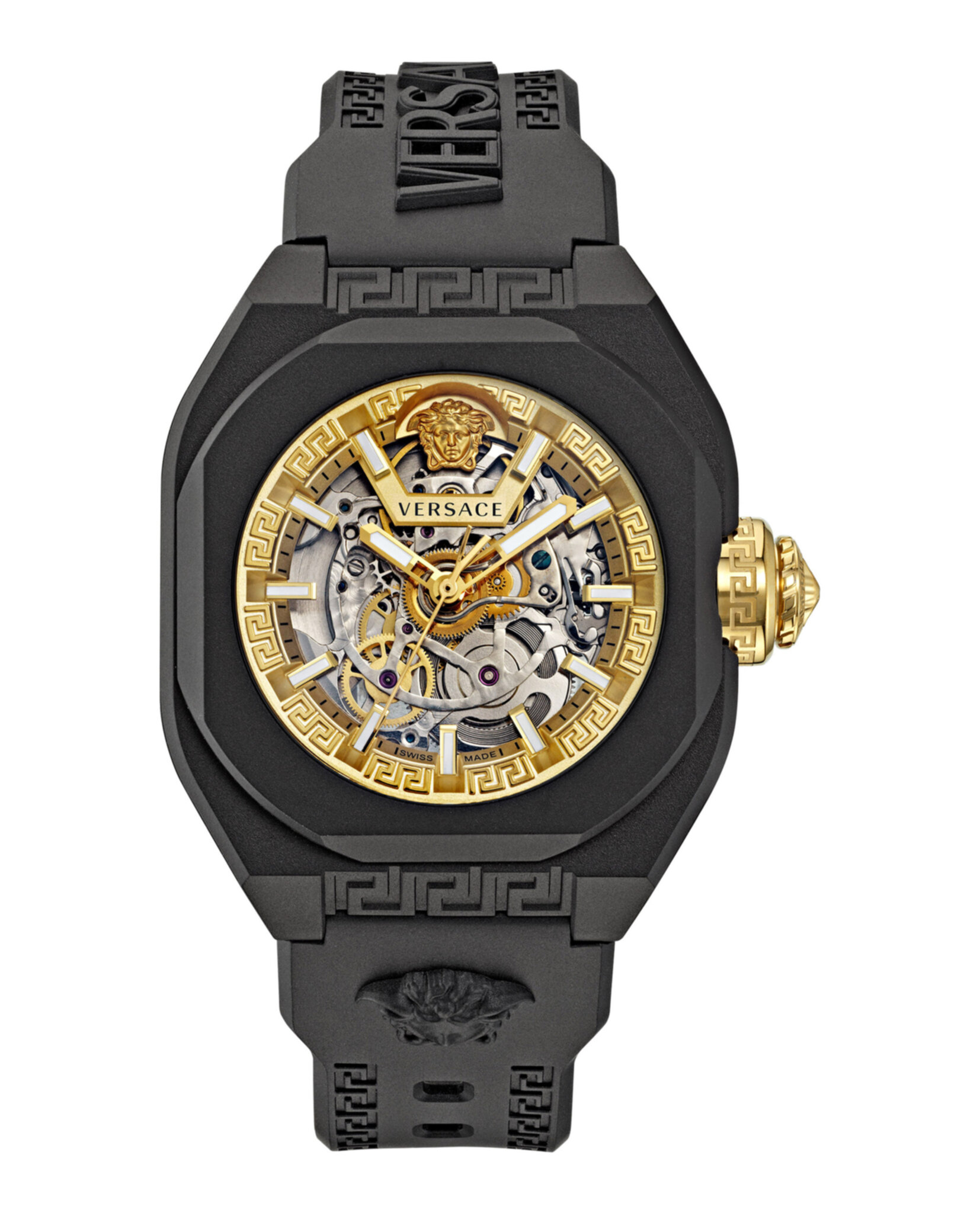 Versace Mens V-Legend Skeleton Black 42mm Strap Fashion