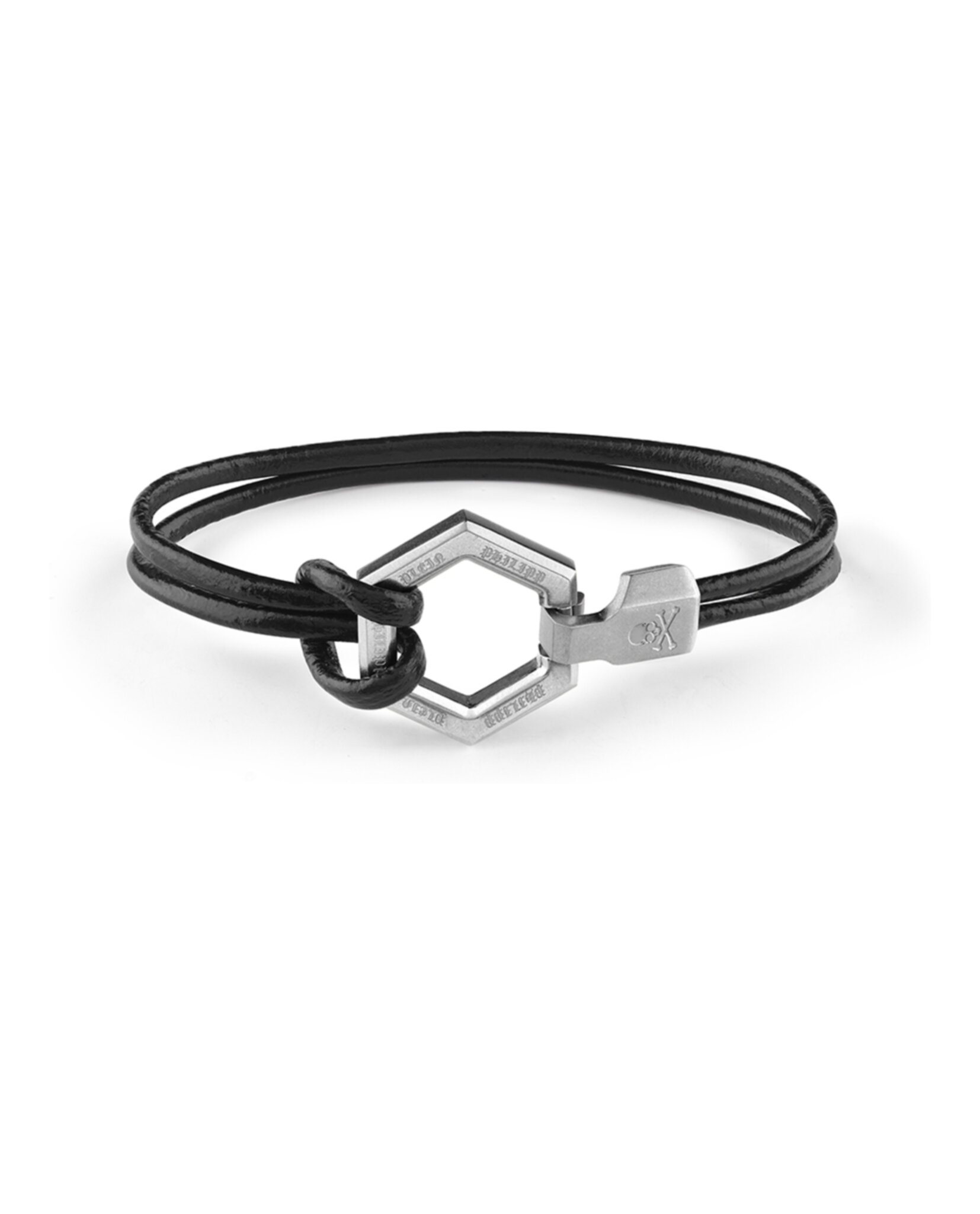 Philipp Plein Mens Hexagon Calf Leather Bracelet - 第 5/8 張圖片
