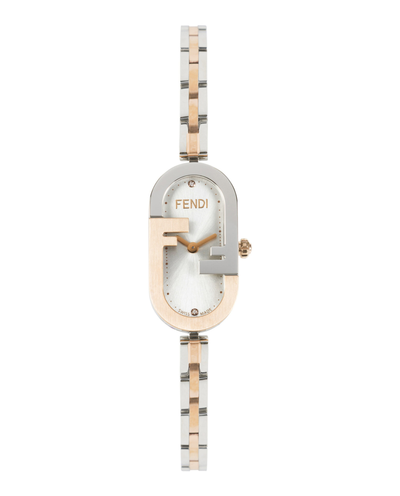 Fendi Sellevia Two-Tone Bracelet Watch Fendi seashell dial two time zone bangle watch will be  main image 3