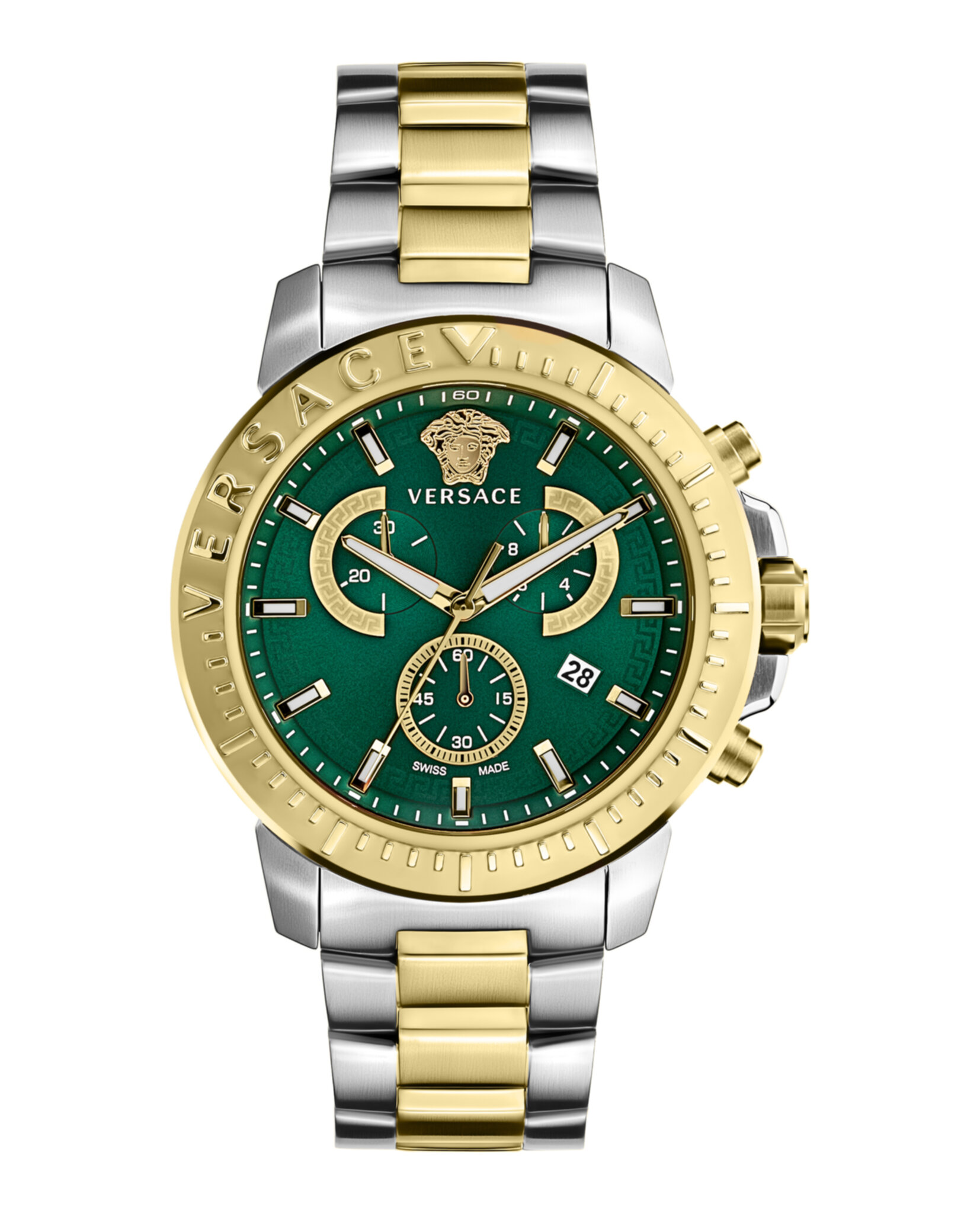 【国内完売】 VERSACE ニュークロノウォッチ 腕時計 45mm Versace Mens New Chrono Two Tone 45mm Bracelet Fashion Watch